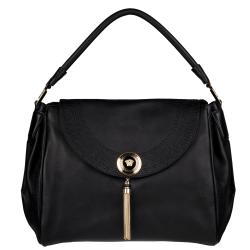 Versace Black Leather Flap-over Handbag