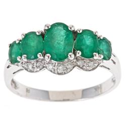 Dyach 14k White Gold Zambian Emerald and 1/10ct TDW Diamond Ring (G-H, I1-I2)