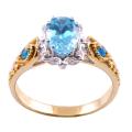 Michael Valitutti 14k Two-tone Blue CZ, Paraiba Apatite and Diamond Ring