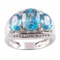 Michael Valitutti 14k Gold Blue CZ and 1/4ct TDW Diamond Ring (I-J, I1-2)