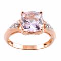 Michael Valitutti 14k Pink Gold Rose de France and Diamond Ring