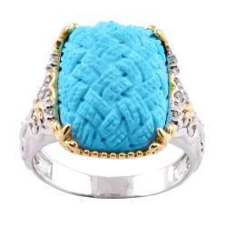 Michael Valitutti 14k Gold Turquoise and 1/10ct TDW Diamond Ring (I-J, I1-I2)