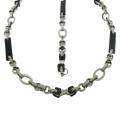 Two-tone Stainless Steel Circle and Oval Link Jewelry Set