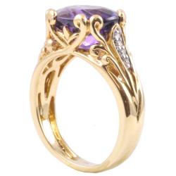 Michael Valitutti 14k Gold Uruguay Amethyst and Diamond Ring