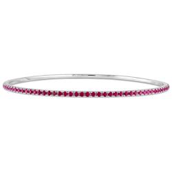 14k White Gold Pink Sapphire Bangle Bracelet
