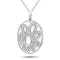 14k White Gold 1/4ct TDW Diamond Oval Necklace (G-H, SI1-SI2)