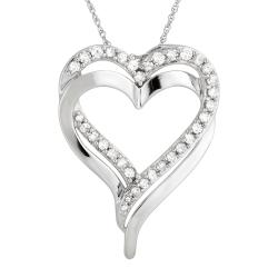 10K White Gold 1/2ct TDW Diamond Heart Necklace (H-I, I2-I3)