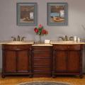 84-inch Travertine Double Vanity with LED Lighted Cabinet