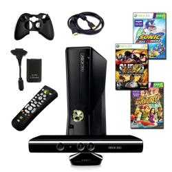 XBOX 360 Slim 4GB Kinect Ultimate Holiday Bundle with 3 Games, Charger, Remote and More