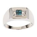 Dyach 14k White Gold Men's 3/8ct TDW Blue and White Diamond Ring (H-I, I1-I2)