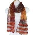 Hand-spun Orange Waves Silk Scarf (India)
