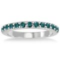 10k White Gold 1/2ct TDW Blue Diamond Wedding Band