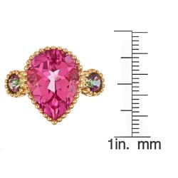 Dyach 14k Yellow Gold Pink Zircon and Mystic Topaz Ring