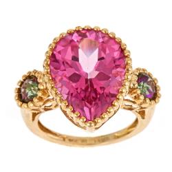 Dyach 14k Yellow Gold Pink Zircon and Mystic Topaz Ring