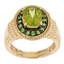 18k Gold Vermeil Peridot and Tsavorite Ring