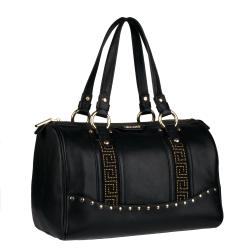 Versace Black Leather Studded Bowler Bag