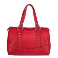 Versace Red Leather Studded Bowler Bag