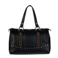 Versace Black Leather Studded Bowler Bag