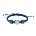 Silver Hematite and White Crystal Blue Bracelet