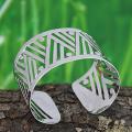Handcrafted Silverplated Brass Slanting Stripes Cuff Bracelet (Mexico)