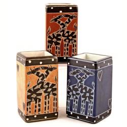 Soapstone Romancing Giraffe Pencil Cup (Kenya) 
