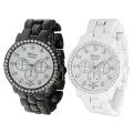 Geneva Platinum Women's Rhinestone Decorative Chronograph Link Watch