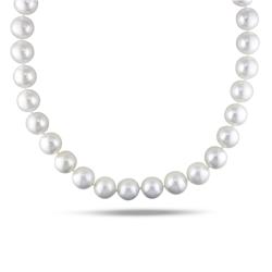 14k White Gold South Sea Pearl and 1/10ct TDW Diamond Necklace (H-I, I1-I2)