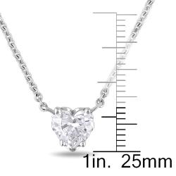 14k White Gold 1ct TDW Heart-shaped Diamond Necklace (E, SI2) (GIA)
