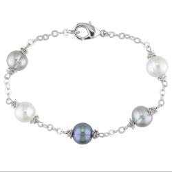 Silvertone Freshwater Pearl Bracelet (8-9 mm)