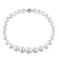 14k Yellow Gold 1/10ct TDW Diamond and South Sea Pearl Necklace (15-19 mm)(I1-I2)