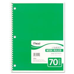 Mead WIDE MARGIN RULE 8 X 10 1/2 SPIRAL BOUND NOTEBOOK