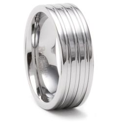 Men's Tungsten Carbide Triple-groove Wedding Band (8 mm)