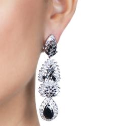 Cano Luxury Onyx and White Cubic Zirconia Earrings
