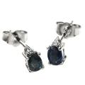 De Buman Sterling Silver Sapphire and Diamond Accent Earrings