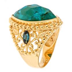 Dyach 18k Gold and Silver Turquoise and Blue Tourmaline Ring