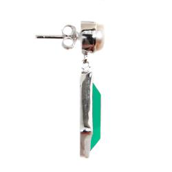 Adee Waiss Sterling Silver Green Crystal and FW Pearl Earrings (7 mm)