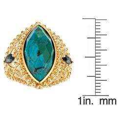 Dyach 18k Gold and Silver Turquoise and Blue Tourmaline Ring