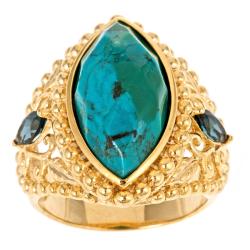 Dyach 18k Gold and Silver Turquoise and Blue Tourmaline Ring