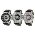 Geneva Platinum Men's Roman Numeral Faux Leather Strap Watch