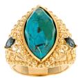 Dyach 18k Gold and Silver Turquoise and Blue Tourmaline Ring