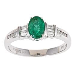 Dyach 14k White Gold Zambian Emerald and 1/5ct TDW Diamond Ring (G-H, I1-I2)