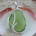 Sterling Silver Green Amber Floral Vine Pendant (Lithuania)