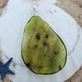 Sterling Silver Green Amber Freeform Pendant (Lithuania)