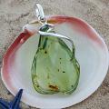 Sterling Silver Green Amber Freeform Vine Pendant (Lithuania)