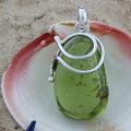 Sterling Silver Green Amber Freeform Vine Pendant (Lithuania)