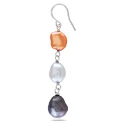 Silvertone Freshwater Multi-colored Pearl Dangle Earrings (8-9 mm)
