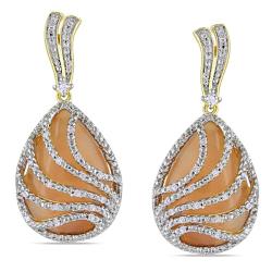 Miadora Silver Moonstone and 1/4ct TDW Diamond Earrings (G-H,I2-I3)