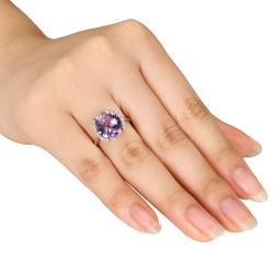 10k White Gold Amethyst and Diamond Accent Cocktail Ring (G-H, I2-3)