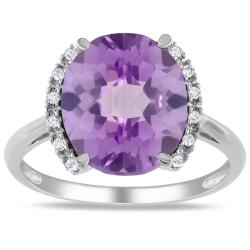 10k White Gold Amethyst and Diamond Accent Cocktail Ring (G-H, I2-3)