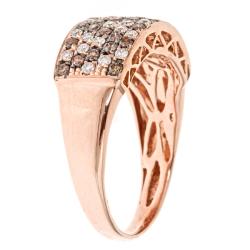 Dyach 14k Rose Gold 3/4ct TDW Brown and White Diamonds Zig-zag Ring